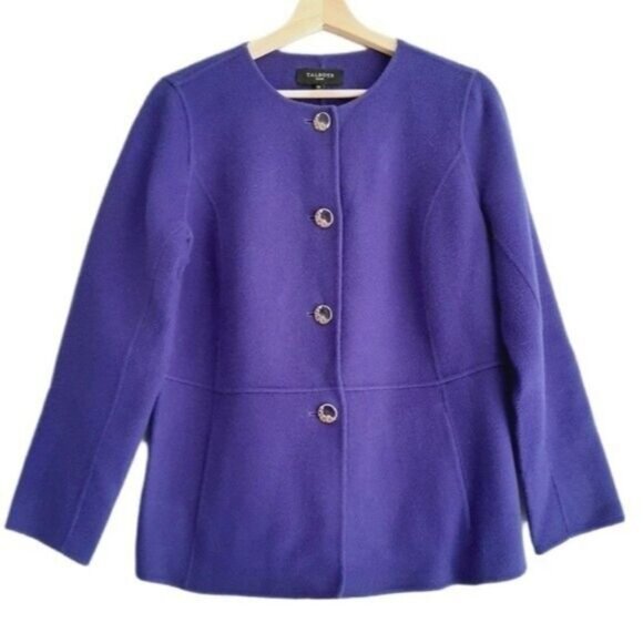 TALBOTS  Wool Blend Button Down Blazer Jacket Blue / Purple Sz 10 P - Picture 1 of 11
